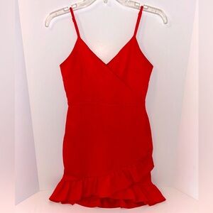 Lulus Sealed‎ With A Kiss ruffled bodycon red dress sz SMALL